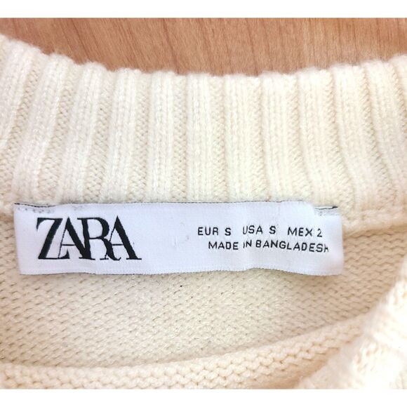 Zara Thick Breton Striped French Sailor SMALL Sweater Capsule Wardrobe Cream S - Picture 3 of 6